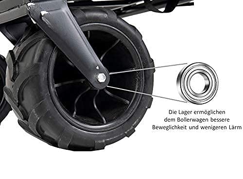 Foto von Amazon Brand - Umi Bollerwagen Offroad Transportwagen Handwagen faltbar Gartenwagen die Reifen mit Lager für Alle Gelände Geeignet (Schwarz)
