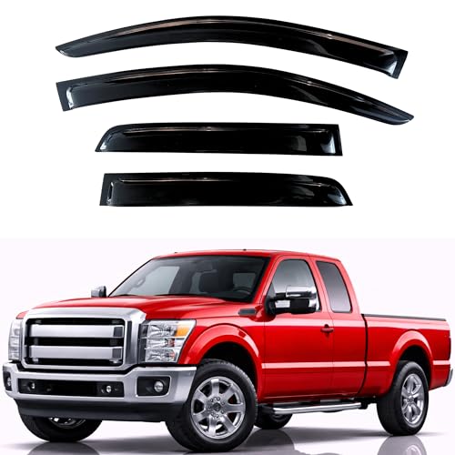 Image of KPY Rain Guards Fit for 1999-2016 Ford F250 F350 F450 F550 Super Duty SuperCab, Out-Channel Window Visors Vent Deflector 4PC, Truck Accessories for 99-16 F250 F350 F450 F550 Super Duty Extended Cab