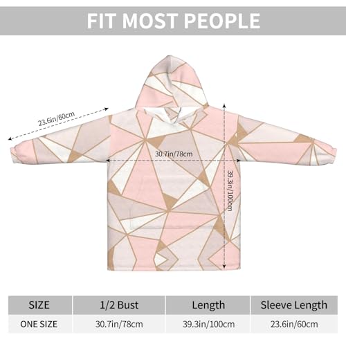 Sweat-shirt à capuche oversize géométrique or rose flanelle pull couverture chaude - 3