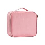 joligrace borsa per trucco cosmetico vanity travel beauty box make up train case organizer con scomparto regolabile in tessuto oxford, rosa, mini size: 26x23x9.5cm