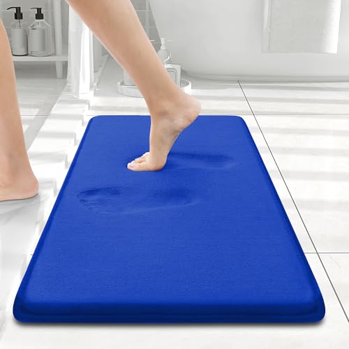 Smiry Memory Foam Bath Mat 24x16, Extra Soft and Absorbent Bathroom Mats, Non Slip Washable Carpet for Floor, Shower and Tub, Royal Blue