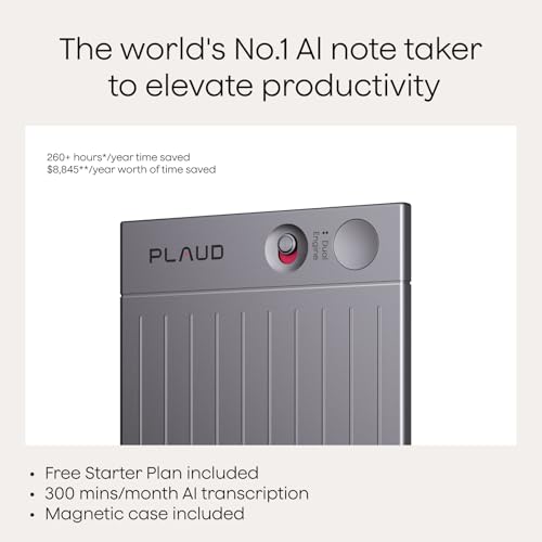 Plaud Note AI Voice Recorder, Note Taker w/Case, App Control, Transcribe & Summarize with AI, 112 Languages, for Meetings, Calls, Lectures, Professionals, Teams, Dark Blue Case, Non-Pro Version