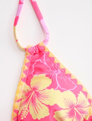 Image of ZAFUL Women Halter Dual Straps Whip Stitch Floral Triangle Bikini Swimsuits