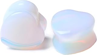 Dilatador de oreja, 2 unidades, piedra de corazón, dilatador, ópalo, pendientes para hombre y mujer, joyería para el cuerpo