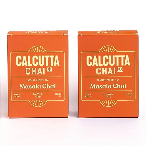 Image of Calcutta Chai Co - Masala Chai | Instant Tea Premix | 30 Sachets | 420g - Pack of 2 | Made with Assam Tea | Added Natural Spices | Low Sugar