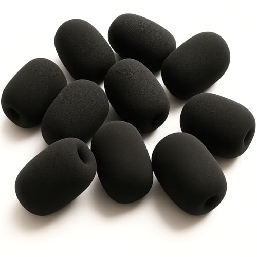 Universal Headsets Foam Microphone Windscreens - 10 pk, Mic Covers for BlueParrot B250, B350, B450, B550, C400 Plantronics, Logitech, Jabra, Lapel, Lavaliers, Telex, Movo, VXI Lux Passport by GTW