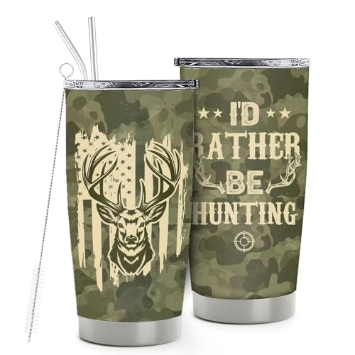BRAVEFULL Hunting Gifts for Men, I'd Rather Be Hunting Tumbler