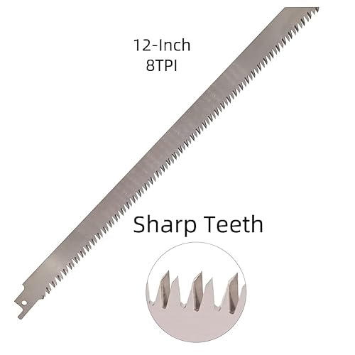 Miniatura 2 de Hojas de sierra recíproca de acero inoxidable para carne, hojas de sierra recíproca 8TPI sin pintar de 12 pulgadas para poda de madera, corte de