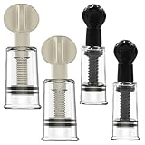 Jesakmie 2 Size 4pcs Black White Vacuum Suction Cups Nipple Correctors for Inverted, Flat and Shy Nipples, Breastfeeding Mother or Women