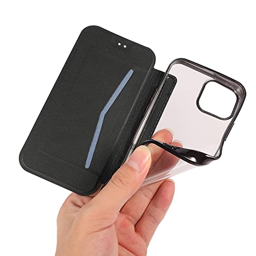 MuZiF iPhone14 用 手帳型ケース クリア 高級なPUレザー 耐衝撃性と耐摩耗性 14用 全面保護耐衝撃、カード収納、カバー 軽量 アイフォン14 用 手帳カバー (iPhone 14,ブラック)
