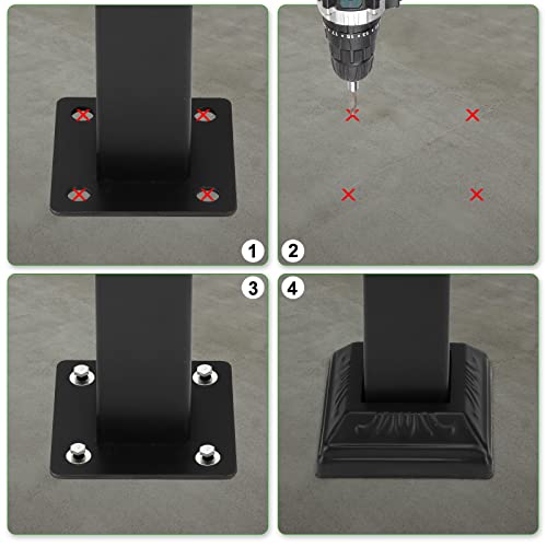 Kjnjf0 Stylish Style Handrails For Outdoor Steps,Fit 2 Or 3 Steps Outdoor Stair Handrails With Easily Cleanable Powder-Coated Surface,Classic Curly Non-Slip Side,Large Bearing Base,Matte Black #TOP6