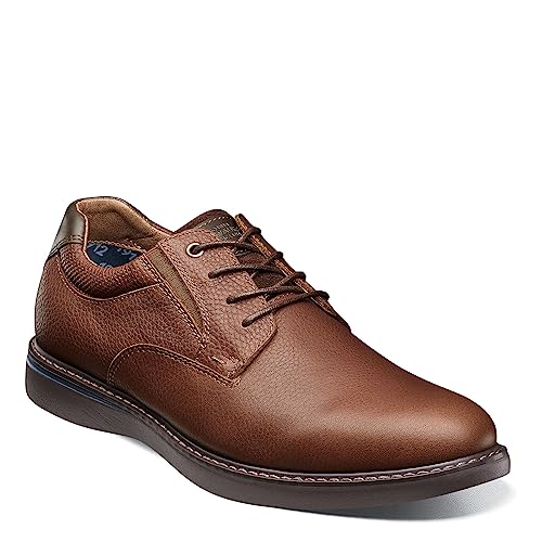 Nunn Bush Men's BAYRIDGE Plain Toe Lightweight Leather LACE-UP Oxford, Brown, 82