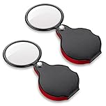 2PCS Upgrade Small Magnifying Glasses for Kids/Senior, Pocket Magnifier for Reading/Close Work, Mini Folding Magnifying Magnify Glass with Protective Sheath, Ideal for Repairing/Hobby/Coins, 1.96"