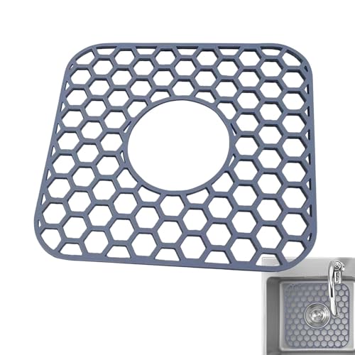 Kitchen Sink Protector Mat - Sink Protector Mat Silicone Liner | Non-Slip Pad with Center Drain | Fast Draining Sinks Protectors