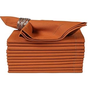 Cloth Napkins,Cotton Napkins,Dinner Napkins,Cloth Napkins Set of 12 Cotton,Napkins Cloth,Cloth Napkin Cotton,Hemstitched Wedding Napkins, Machine Washable Napkins 18×18 Roasted Pecan
