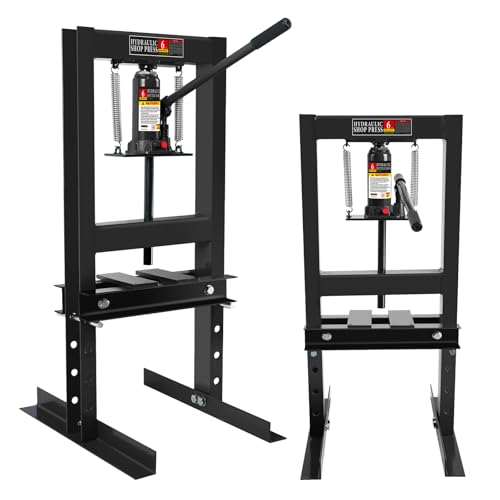 Prensa hidráulica de taller de 6 toneladas, prensa hidráulica de 13000 libras para garaje y profesional, prensas de taller con placas de estampado para doblar, enderezar o presionar piezas, instalar
