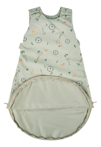Sterntaler Babyschlafsack 44cm Giraffe & Löwe – Alloverdruck, Hydrocool-Futter, leichte Wattierung – Zwei-Wege-Reißverschluss, Druckknöpfe & Kabelöffnung - 1,50 TOG – Baby und Kleinkind Schlafsack