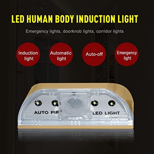 Keyhole Light Lamp Infrared Auto Sensor Motion Detector Door Keyhole 4 LED Light lamp Stick-on Anywhere Tap Lights-Battery Operated-Gold