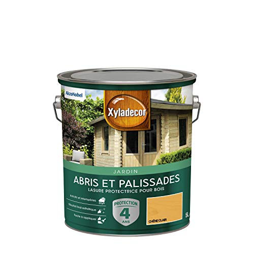 Xyladecor - Lasure Protectrice pour Bois Extérieur - Abris, Palissades, Bois de jardin - Couleur : Mat Chêne Clair - Quantité : 5L - 5324350