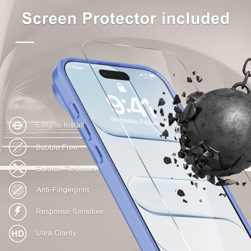 Image of YENAPOON for iPhone Air Case, Matte Magnetic Phone Cover [with 1 Screen Protector] [Support for MagSafe] [Shockproof Military Grade Protection] Translucent Frosted Back, Purple