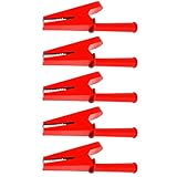 5 Stück Krokodilklemmen, verkupferter Hochstrom isolierter Gummi und 4-mm Loch für Bananenstecker Testzubehör, farbcodierter Clip