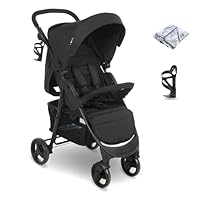My Babiie MB30 Pushchair – from Birth to 4 Years (22kg), Easy Compact Fold, Large Shopping Basket, Adjustable Handle, Stroller Includes Cup Holder, Rain Cover – Black