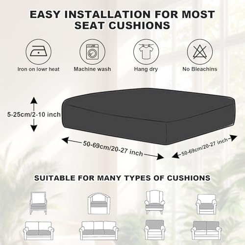 Outdoor Cushion Covers Waterproof,Stretch Garden Seat Cushions Cover Patio Chair Cushions,Replacement Chair Seat Covers Washable Furniture Protector for Outdoor Couch & Sofa Cushions by TOPCHANCES - Image 9