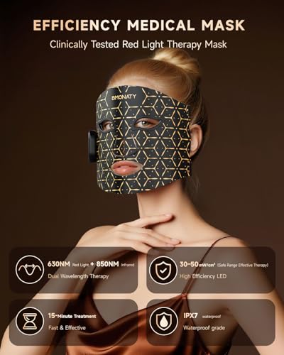 Red Light Therapy Mask for Face, 4 Modes Wireless Remote LED Face Mask Light Therapy, 850nm Near-Infrared & Red Light, 272 LEDs, Anti-Aging Skin Rejuvenation Device for Home or Travel Gift for Women — view 2