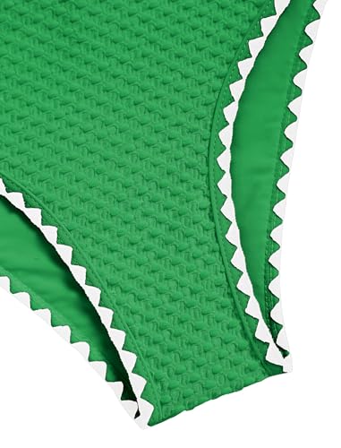 Image of ZAFUL Women's High Cut Bandeau Bikini Set Strapless Solid Color 2 Pieces Bathing Suit Swimsuit (9-Green,M)