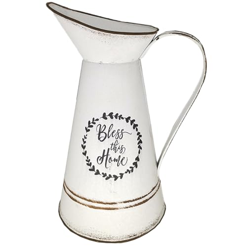 Générique Broc en Métal Vintage Vase pour Composition de Fleur 22X12 CM en Galvanisé pour Salon et Jardin Rustique