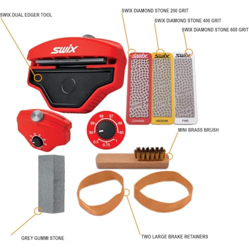 RaceWax Multi Edge Kit 80mm - Three Diamond Stones for Ski Base and Side with Gummi & More - (ZL-7033)