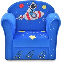INFANS Kids Sofa, Toddler Armchair Chair with Sturdy Wood Construction Cartoon Pattern, Upholstered Children Armrest Couch for Nursery Kindergarten Playroom Preschool, Gift for Boys Girls