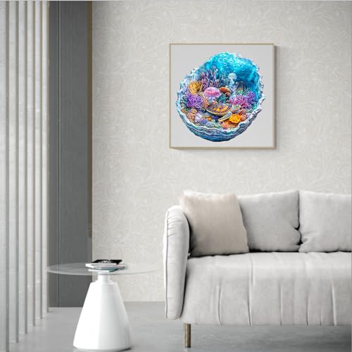 KaayeeWood Holzpuzzle Erwachsene,Ozean’s Umarmung Holzpuzzle,Einzigartige Wooden Puzzle Mit Hölzernen Boxen,Geschenke für Kinder und Erwachsene(34 * 33.8cm-265 Stück)