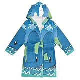 YOUJUNER Bata de baño con capucha para niños, diseño de ballena con dibujos animados, para niñas y niños, ropa de dormir de felpa suave, pijama absorbente, Multicolor, 2-3 años