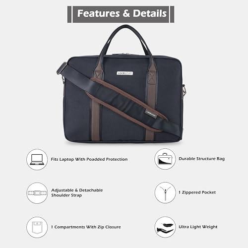 Image of Lavie Sport Elevate Briefcase 9L Laptop Briefcase Bag | Premium Leatherette Business Briefcase for Men & Women | Messenger Shoulder Bag with Detachable Strap