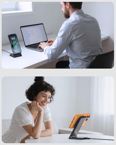 Mag Safe Charger for iPhone/Samsung: Magnetic Charger Stand, Qi-Certified Fast Wireless Charger for iPhone 17/Air/16/15/14/13/12 Series, for Samsung S24/S25 Series (Onyx Black)