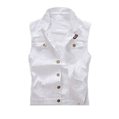 Men's Comfortable Stylish Cool Outwear Denim Vest Jacket White (US L)