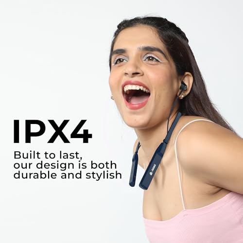 AROMA NB119 Giga Wireless Neckband Bluetooth Earphones – up to 60H Playtime | Dual Pairing | Fast Charging | Heavy Bass | Graphite Blue view 2