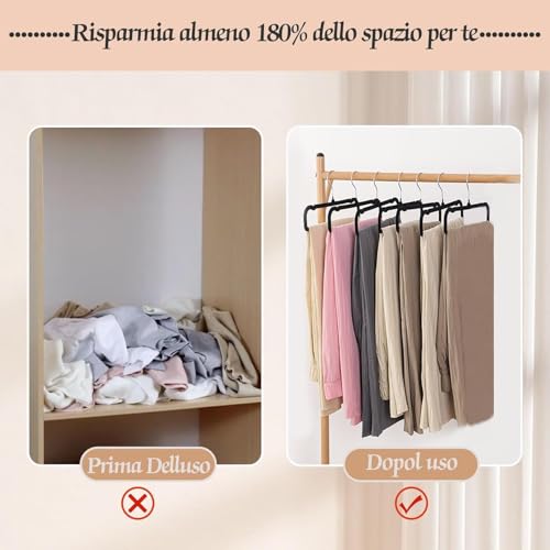 Image of 20 Pack Velvet Pants Hangers for Closet Space Saving, Thin Hanger (Black) | 35cm(L) Heavy Duty Flocked Trouser Hangers, Durable, Clothes Hanger with Silver Swivel Hook, Jean Hangers for Women and Men