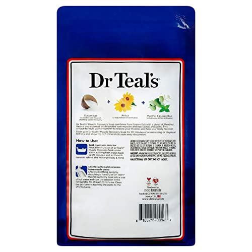 Dr. Teal's Epsom Salt - Muscle Recovery Soak - Whole Body Relief With Arnica, Menthol, Eucalyptus - 2.5Lb Bag (Pack Of 3) #TOP1