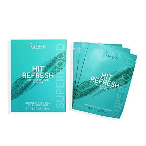 Karuna Hit Refresh Eucalyptus Fiber-Infused Sheet Mask: Burst of Hydration & Refreshing Glow, 3 Count