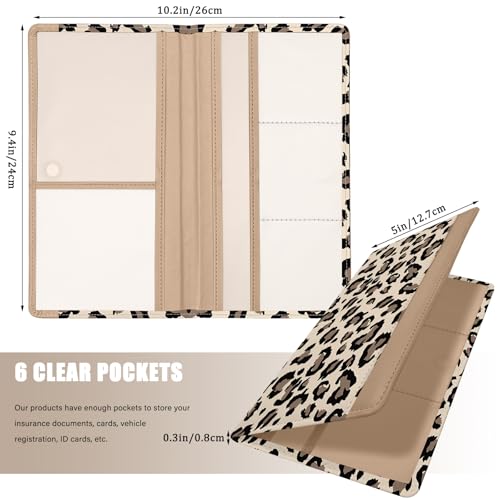 Car Registration and Insurance Holder, with Magnetic Closure for License, Cards and Documents, All Vehicle Needs and Car Accessories (Leopard-Yellow)3