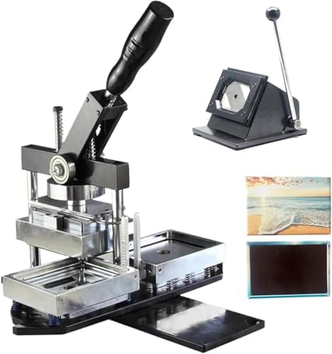 Photo Magnet Machine, Square Badge Maker with Punch Die Cutter + 100 Components for DIY Homemade Fridge Magnets