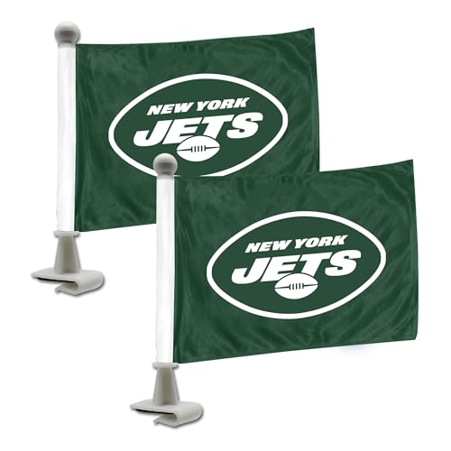FANMATS 61876 New York Jets Ambassador Car Flags - 2 Pack Mini Auto Flags, 4in X 6in, Perfect for Hood or Trunk
