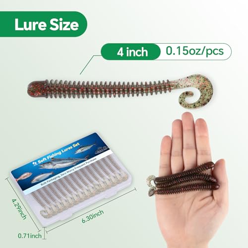 Image of Clearance Bionics-Designed Durable Soft Plastic Fishing Lures Kit with Bonus Accessories, 3 /4 /5 /6 Inch, 9-Type Lifelike Swimbaits in One Gear Set Included Tackle Box for Bass