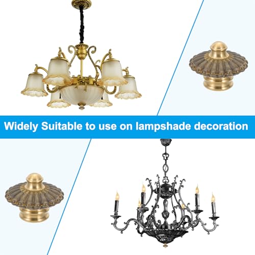 Image of PATIKIL 38 x 30mm Lamp Finials Caps Knob, 1 Set Solid Brass Lamp Shade Top Decoration Screw Cap Nuts with Brass Reducing Adapter for Table Lamps Floor Lamps, Retro Vintage (Pack of 2)