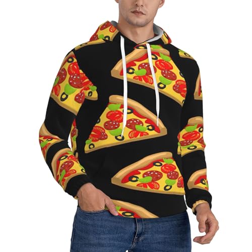 Sweat à capuche épais homme contre le froid style pizza fun