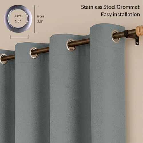 Image of HOMEMONDE 100% True Blackout Curtains 6 Feet Window - Set of 2 Curtains, Embossed Panels Light Block Thermal Insulated & Noise Reducing Room Darkening Curtains (Abstract Grey, 72Inch)