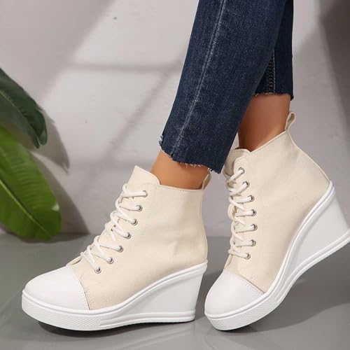 Women's Casual Platform Sneakers Comfortable Lace Up Walking Shoes Fashion Thick Sole Slip On Footwear for Spring4