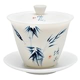 SILINE Ice Jade White Porcelain Gaiwan,Tea Cup Set for China Gongfu Tea Expert -ZhuYun